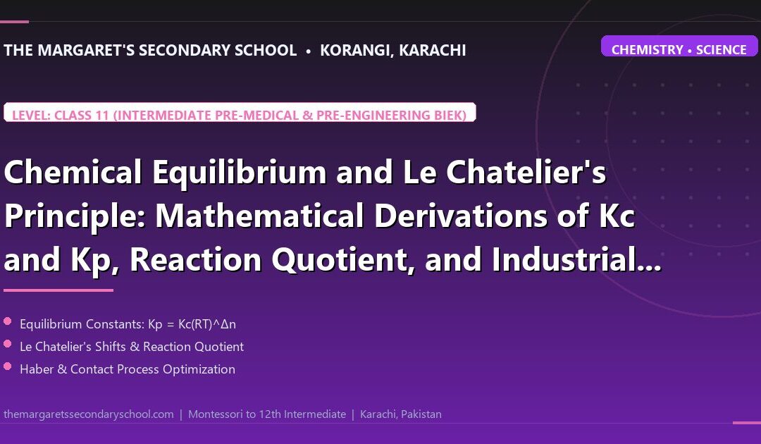 Chemical Equilibrium and Le Chatelier's Principle: Mathematical Derivations of Kc and Kp, Reaction Quotient, and Industrial Applications for Karachi Board Examinations - The Margaret's Secondary School