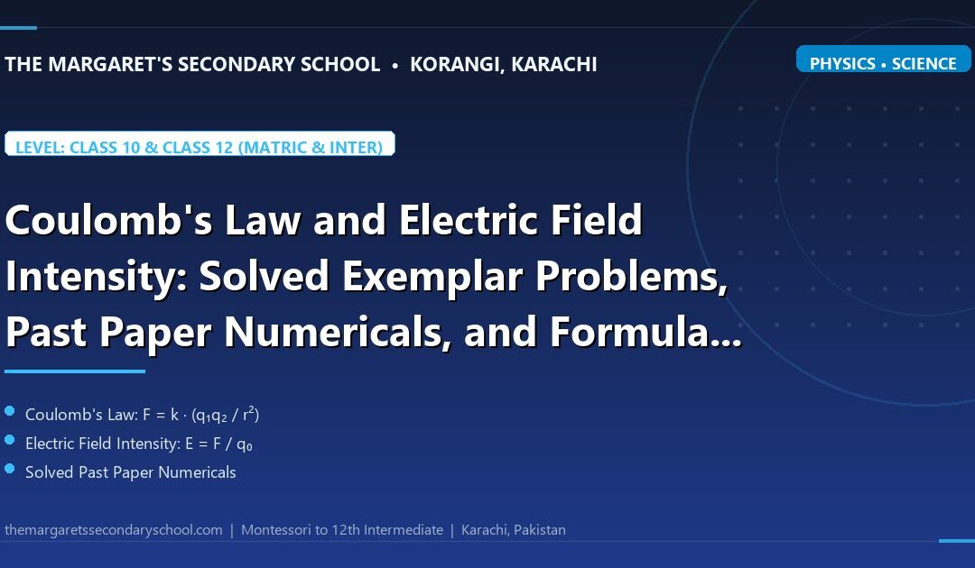 Coulomb's Law and Electric Field Intensity: Solved Exemplar Problems, Past Paper Numericals, and Formula Mastery - The Margaret's Secondary School
