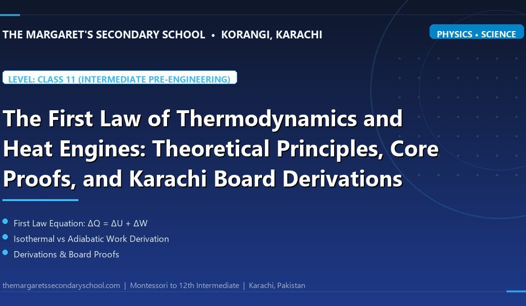 The First Law of Thermodynamics and Heat Engines: Theoretical Principles, Core Proofs, and Karachi Board Derivations - The Margaret's Secondary School