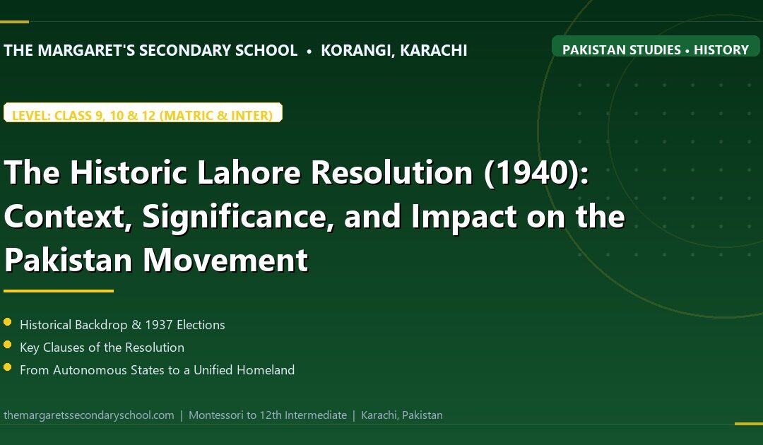 The Historic Lahore Resolution (1940): Context, Significance, and Impact on the Pakistan Movement
