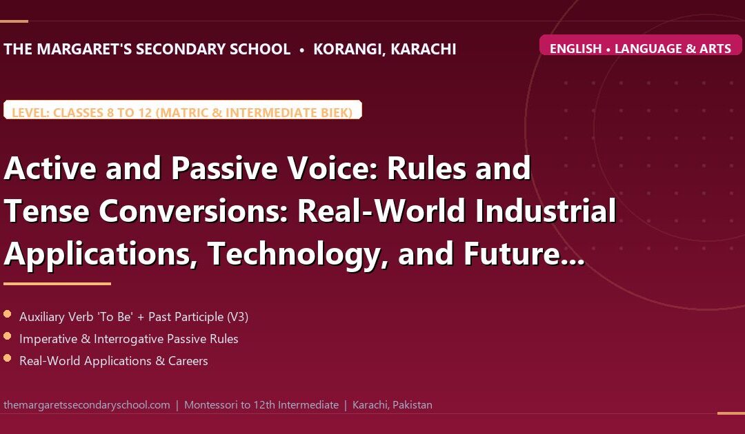 Active and Passive Voice: Rules and Tense Conversions: Real-World Industrial Applications, Technology, and Future Careers - The Margaret's Secondary School