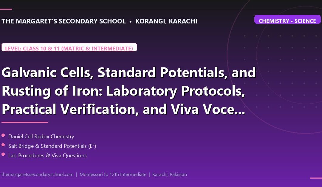 Galvanic Cells, Standard Potentials, and Rusting of Iron: Laboratory Protocols, Practical Verification, and Viva Voce Preparation - The Margaret's Secondary School