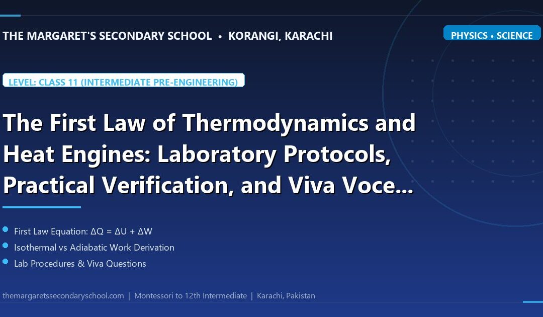 The First Law of Thermodynamics and Heat Engines: Laboratory Protocols, Practical Verification, and Viva Voce Preparation - The Margaret's Secondary School