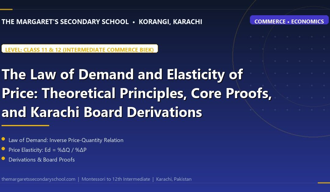The Law of Demand and Elasticity of Price: Theoretical Principles, Core Proofs, and Karachi Board Derivations